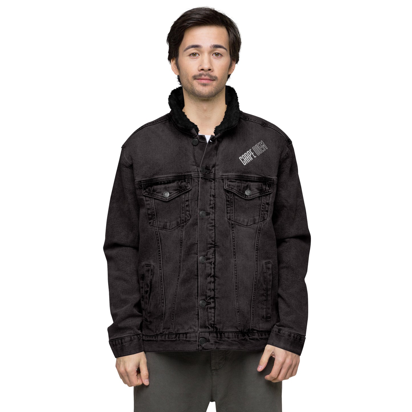 Carpe Diem denim sherpa jacket