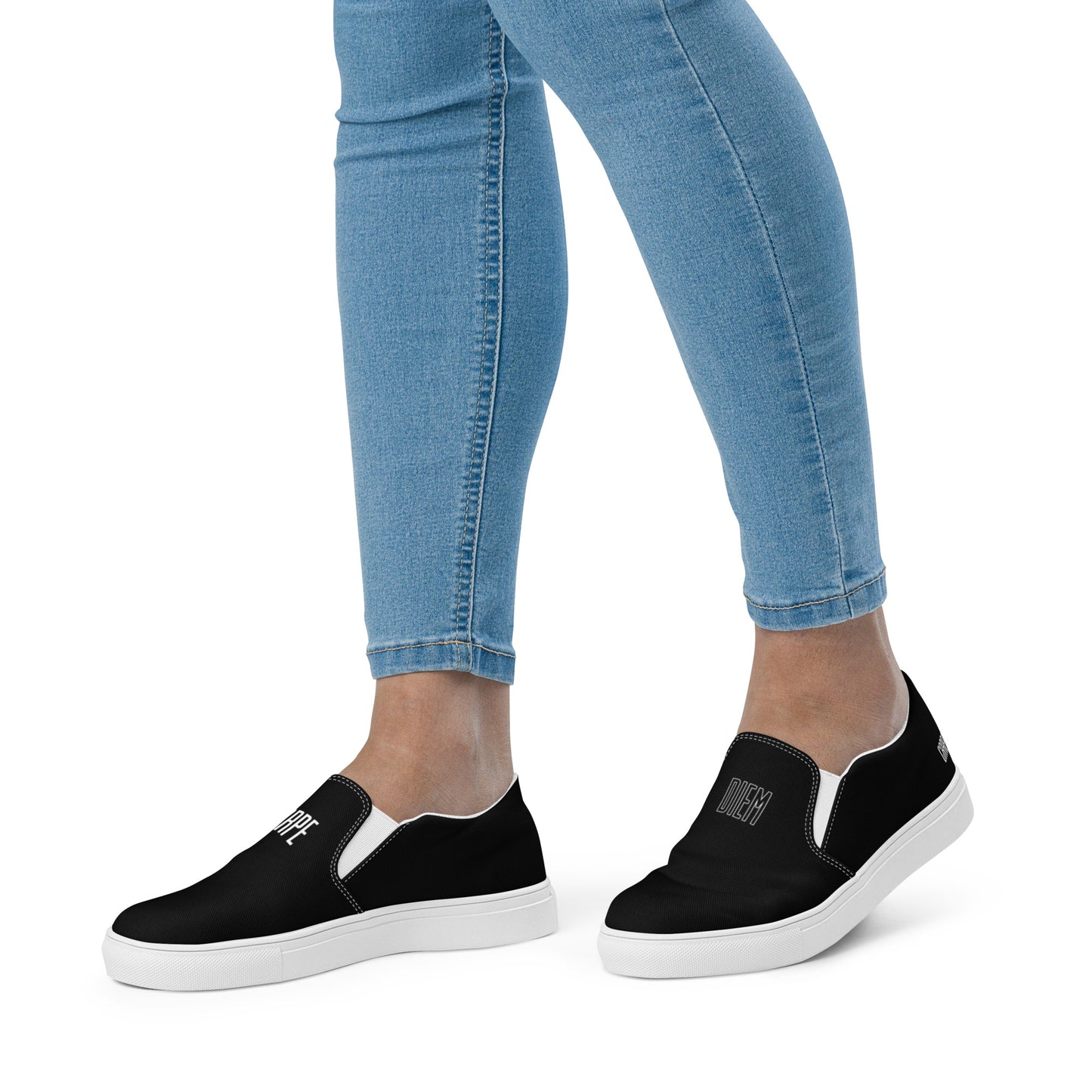 Carpe Diem Women’s Black slip-on canvas shoes