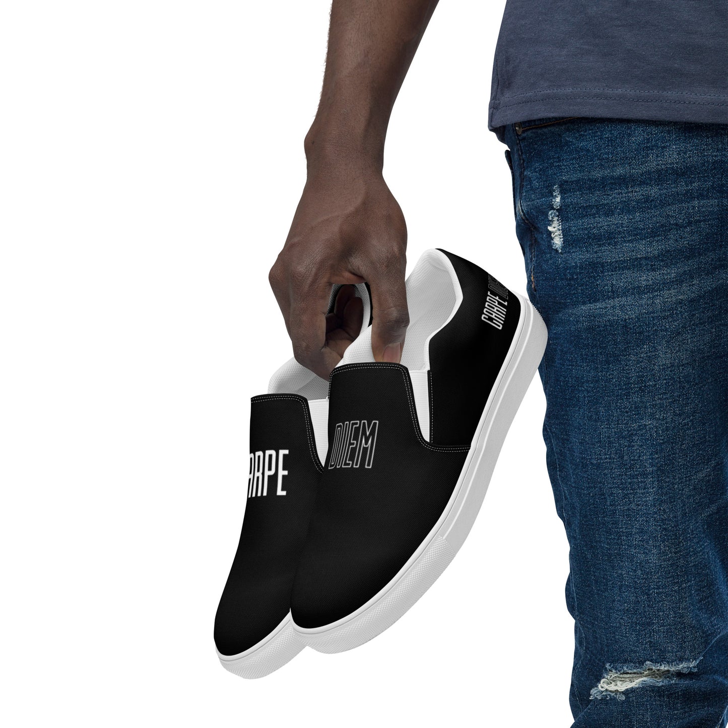 Carpe Diem Men’s Black slip-on canvas shoes