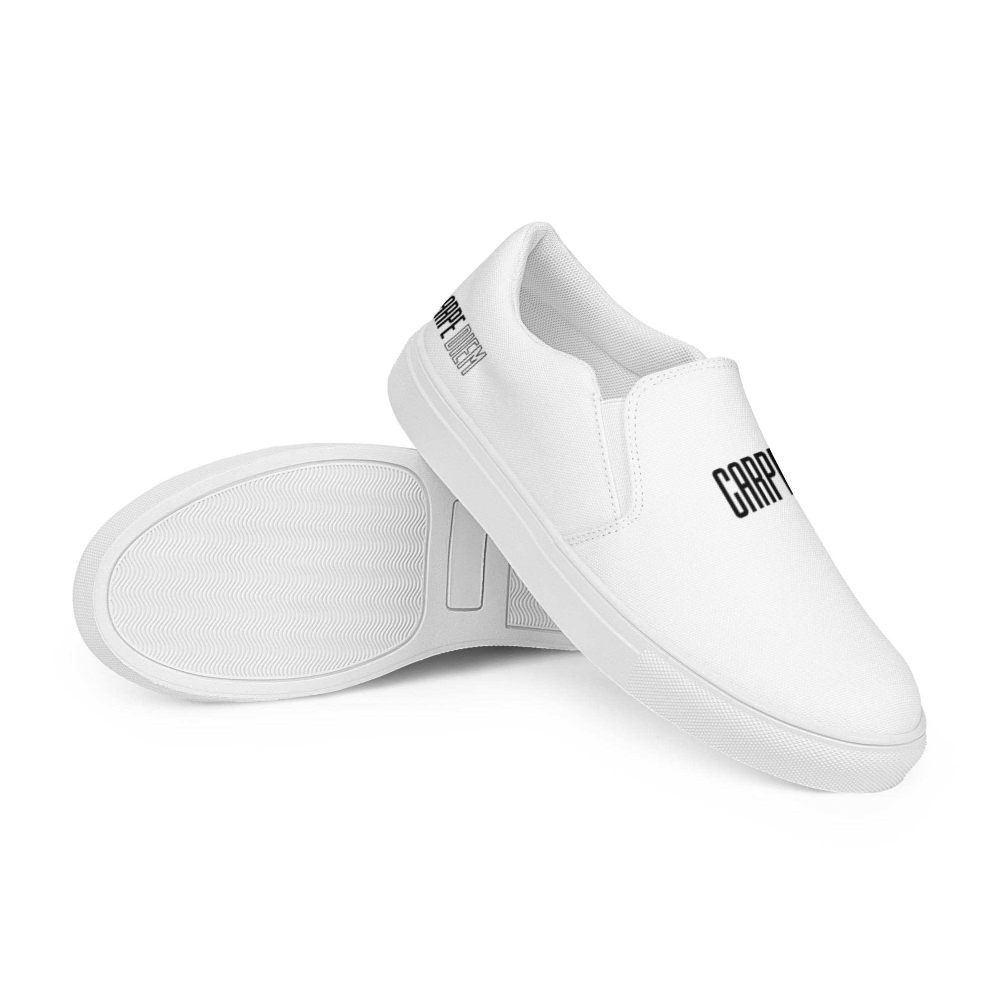 Carpe Diem Men s White Slip on Canvas Shoes