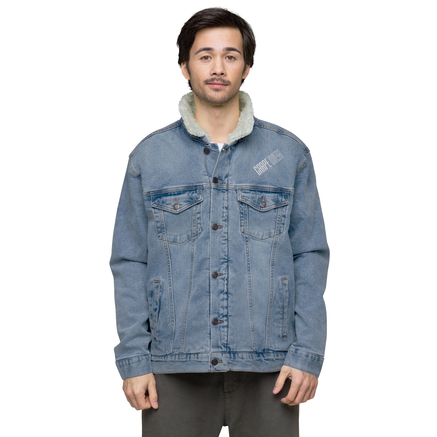 Carpe Diem denim sherpa jacket