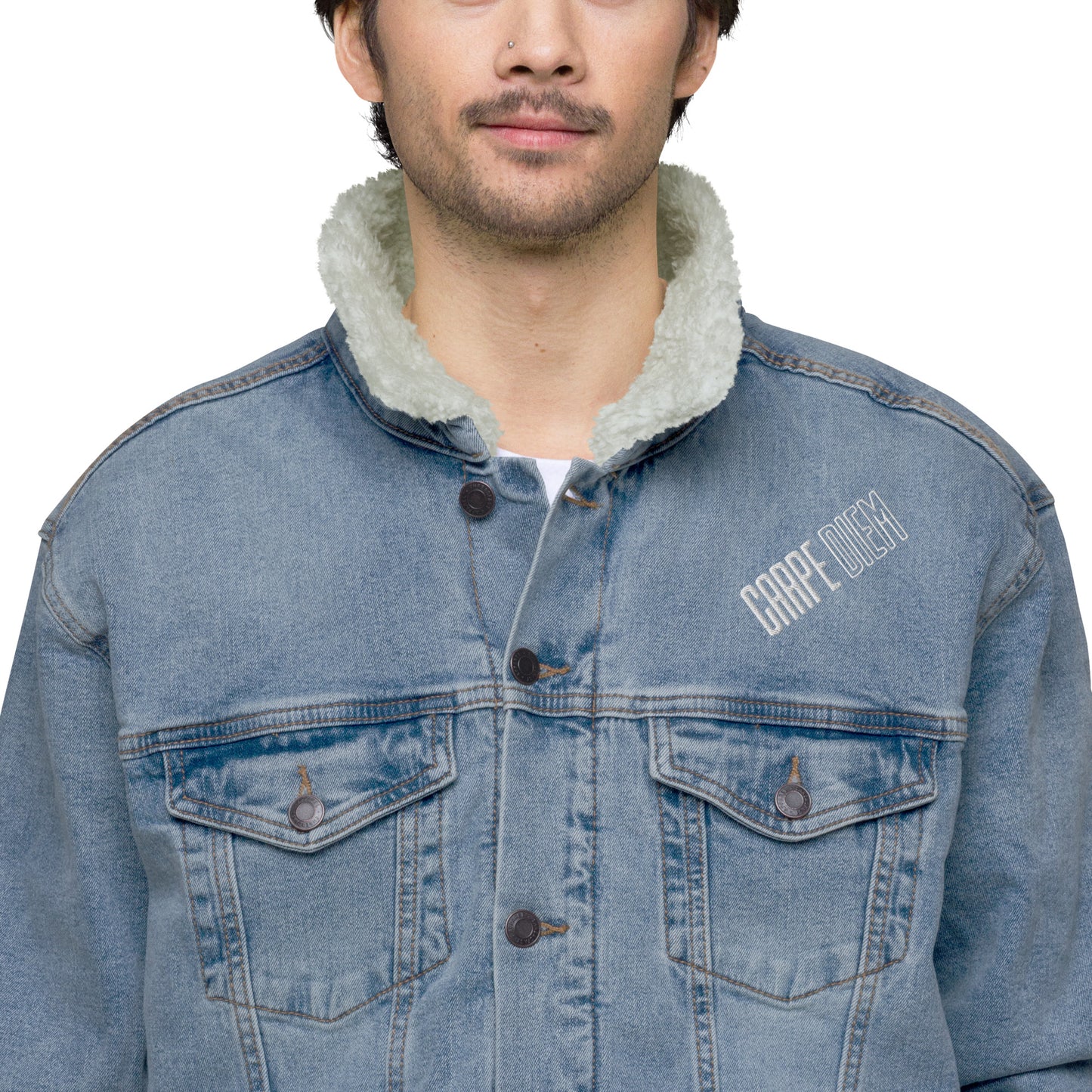 Carpe Diem denim sherpa jacket